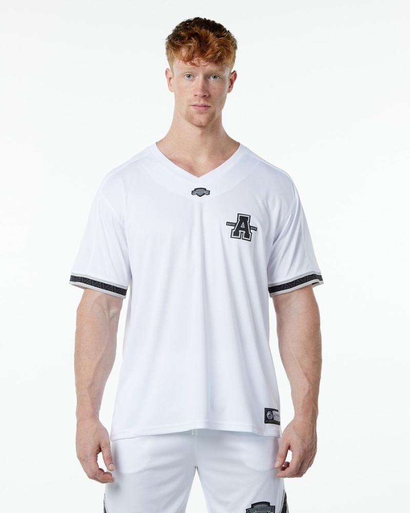 Alphalete Varsity NFL Jersey Uomo Camicie Bianche | 59HZVFYDI