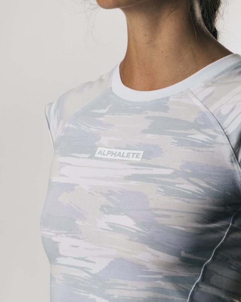Alphalete Velocity Crop Donna Camicie Camouflage | 69PDSEGWY
