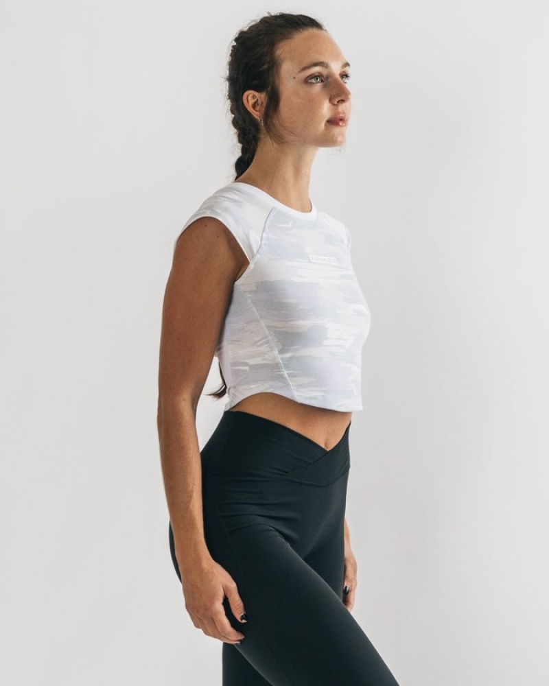 Alphalete Velocity Crop Donna Camicie Camouflage | 69PDSEGWY