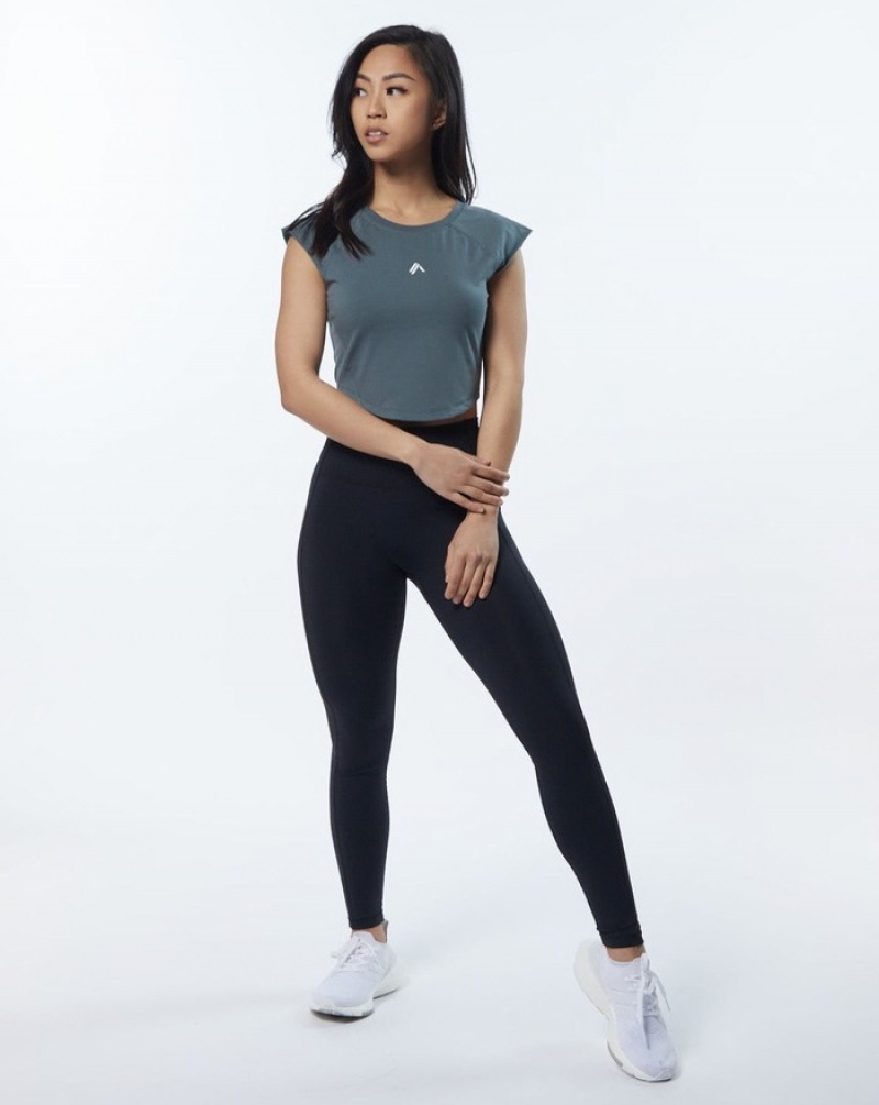 Alphalete Velocity Crop Donna Camicie Grigie | 20SBAPFRW