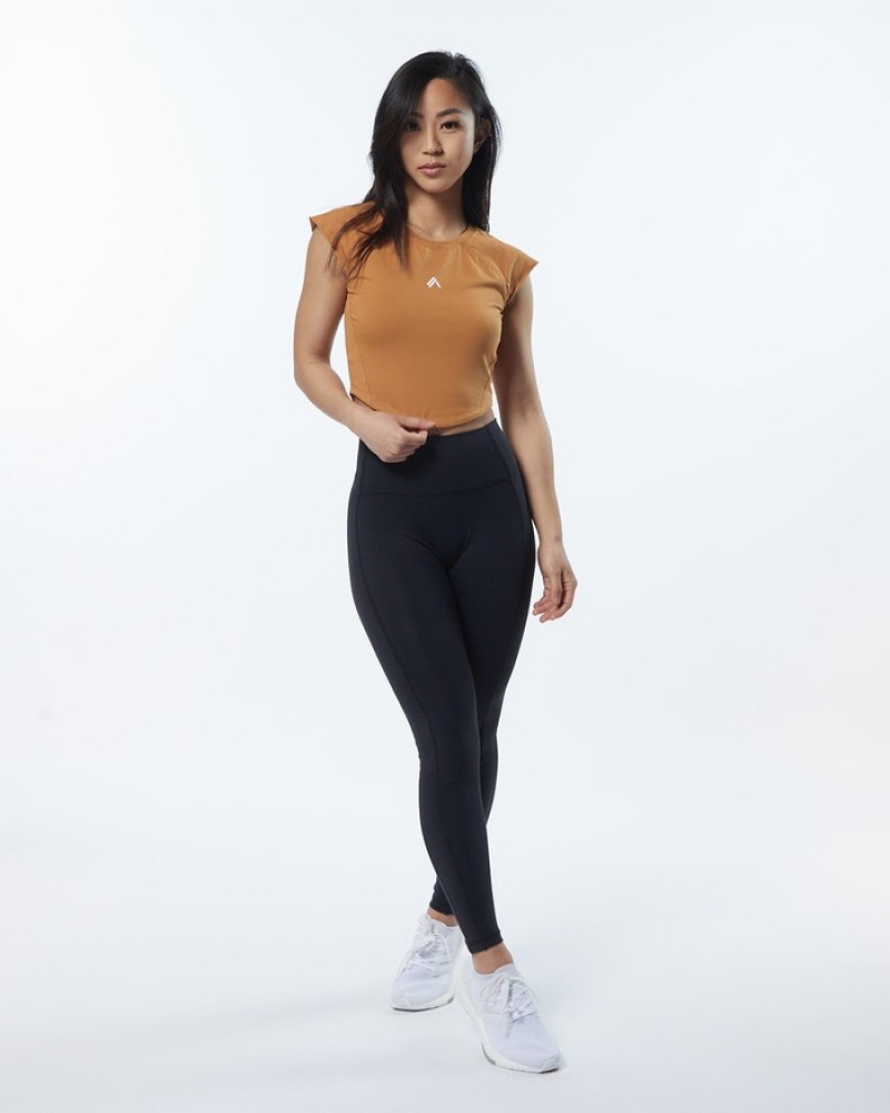 Alphalete Velocity Crop Donna Camicie Marroni | 41YWLQAOI