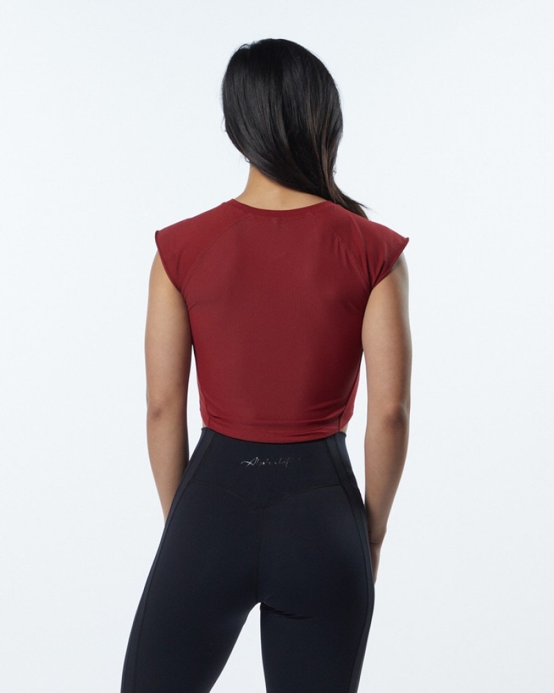 Alphalete Velocity Crop Donna Camicie Rosse | 42ZPJCXYU