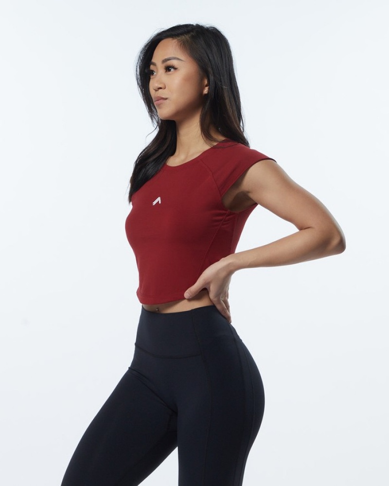 Alphalete Velocity Crop Donna Camicie Rosse | 42ZPJCXYU