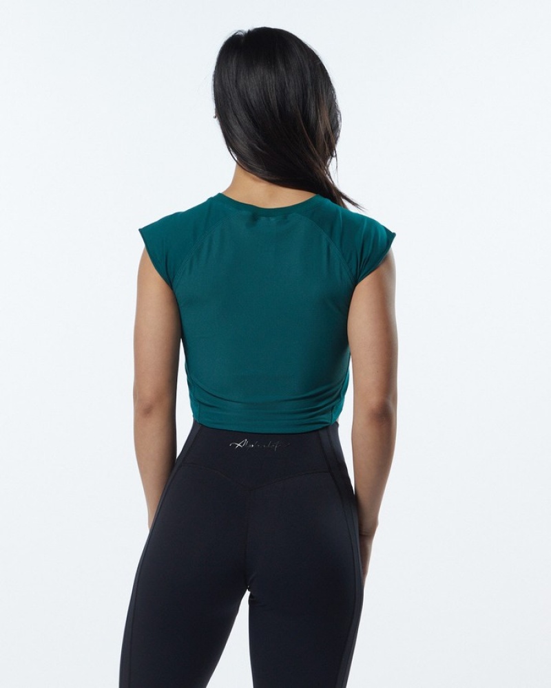 Alphalete Velocity Crop Donna Camicie Verde Acqua | 06HGEATPQ