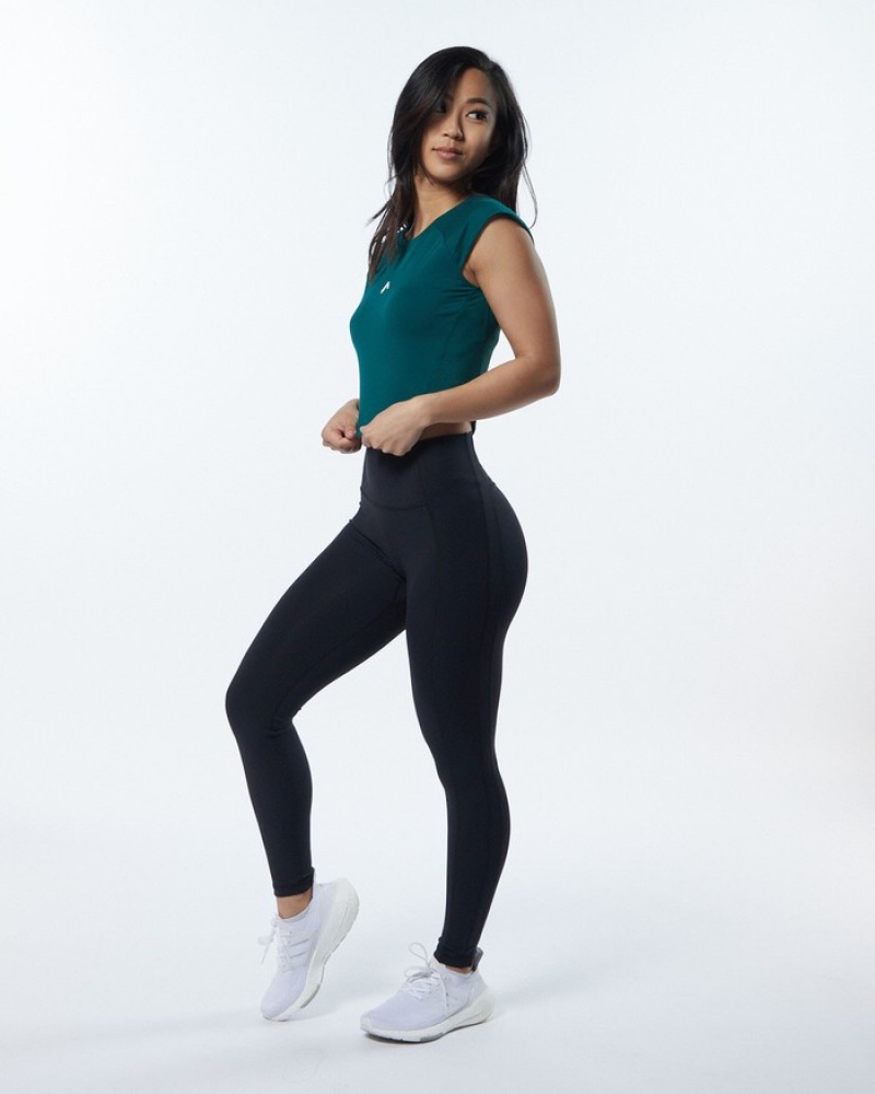 Alphalete Velocity Crop Donna Camicie Verde Acqua | 06HGEATPQ
