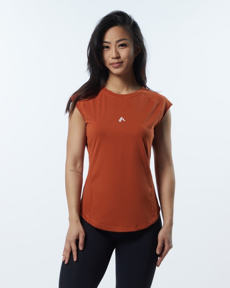 Alphalete Velocity Donna Camicie Arancioni | 19CXDILBY