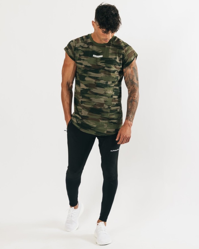 Alphalete Velocity Senza Maniche Uomo Canotta Verde Oliva Camouflage | 78KBPAVID