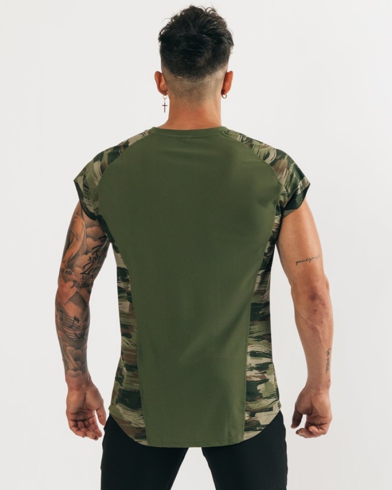 Alphalete Velocity Senza Maniche Uomo Canotta Verde Oliva Camouflage | 78KBPAVID