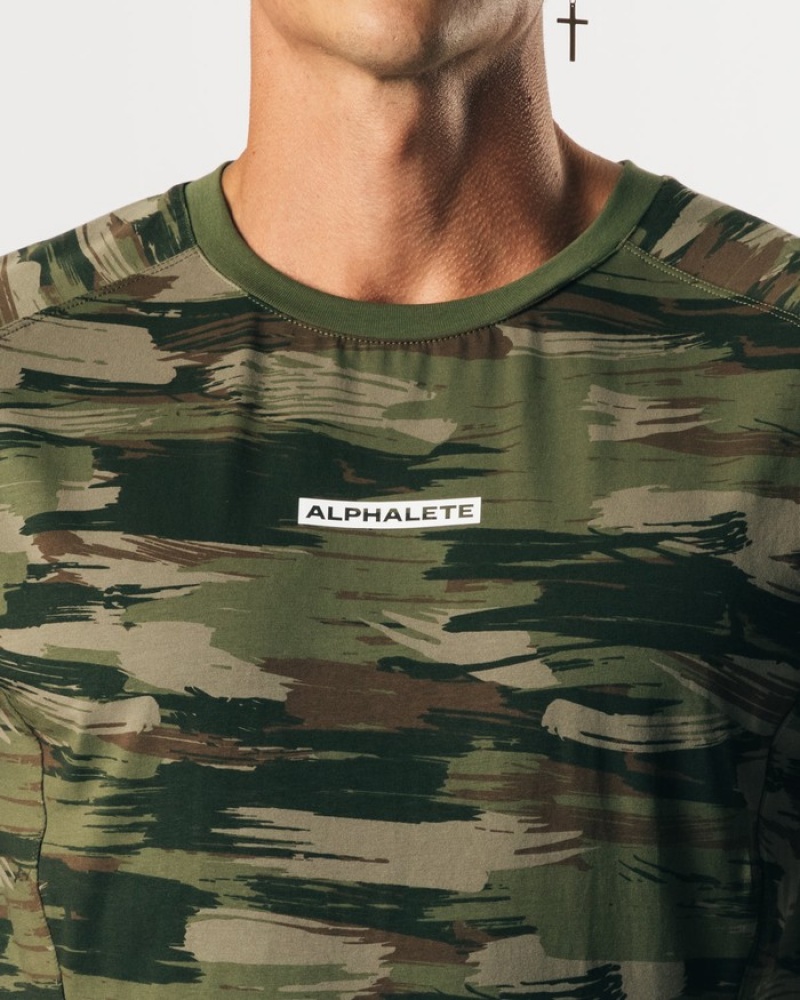 Alphalete Velocity Senza Maniche Uomo Canotta Verde Oliva Camouflage | 78KBPAVID