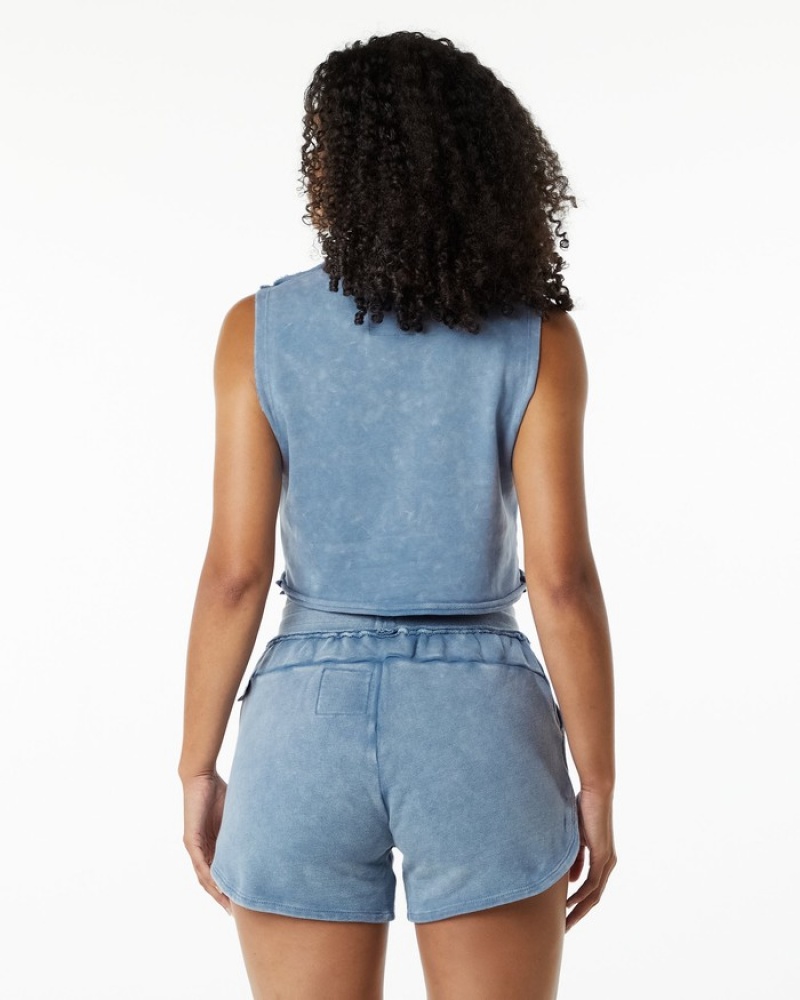 Alphalete Very Terry Crop Cutoff Donna Canotta Blu | 18OIZGUQC