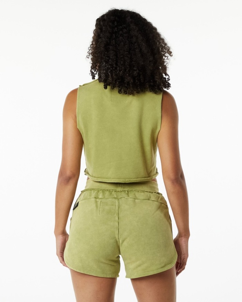 Alphalete Very Terry Crop Cutoff Donna Canotta Verdi | 61IJKWQBR
