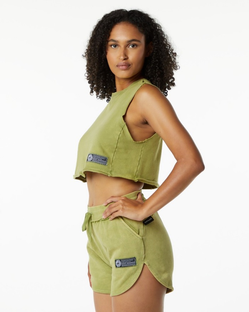 Alphalete Very Terry Crop Cutoff Donna Canotta Verdi | 61IJKWQBR
