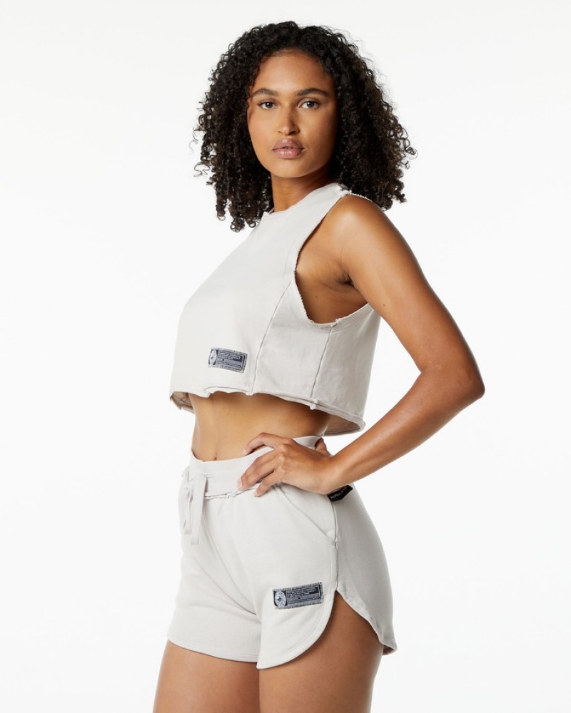 Alphalete Very Terry Crop Cutoff Donna Canotta Bianche | 01RFJXIDP