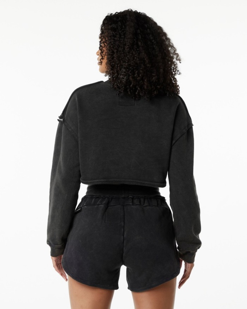 Alphalete Very Terry Crop Pullover Donna Felpa Nere | 36CSTPRLG