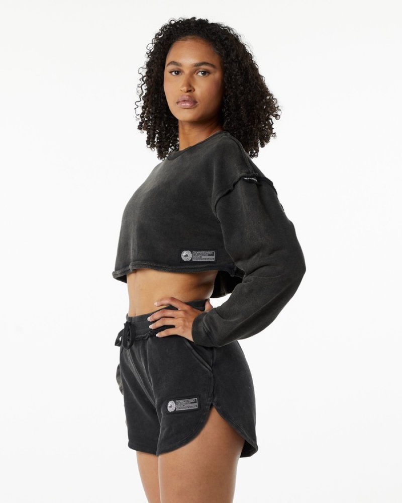Alphalete Very Terry Crop Pullover Donna Felpa Nere | 36CSTPRLG