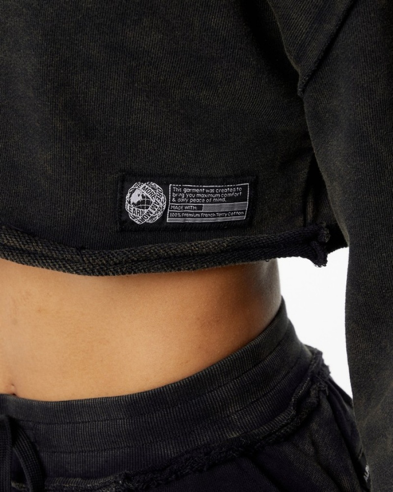 Alphalete Very Terry Crop Pullover Donna Felpa Nere | 36CSTPRLG