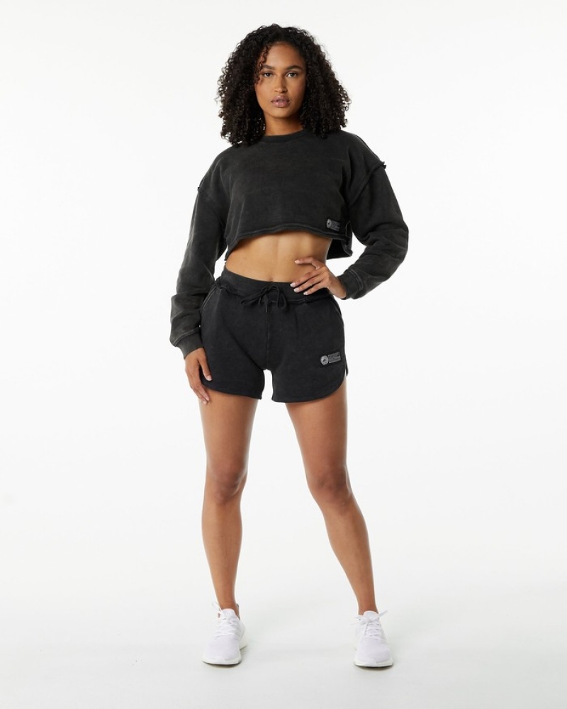 Alphalete Very Terry Crop Pullover Donna Felpa Nere | 36CSTPRLG