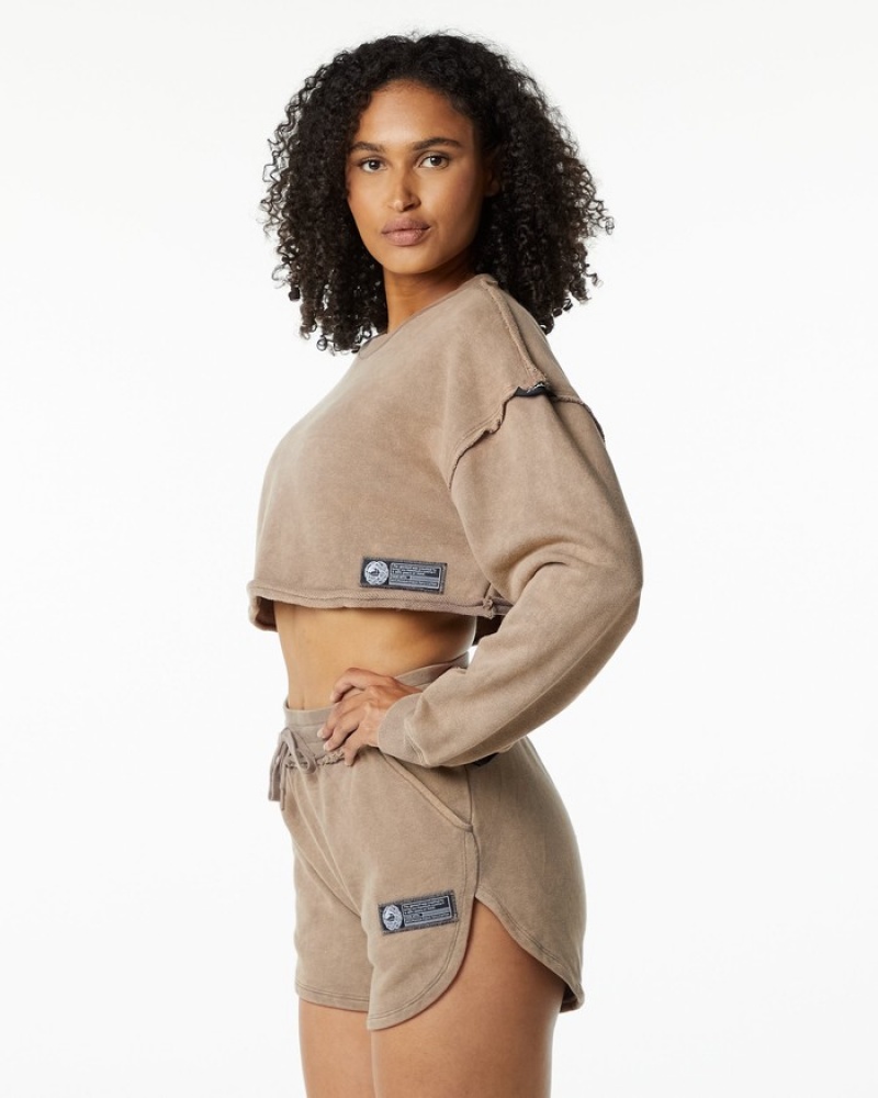 Alphalete Very Terry Crop Pullover Donna Felpa Grigie | 59PTGHWRX