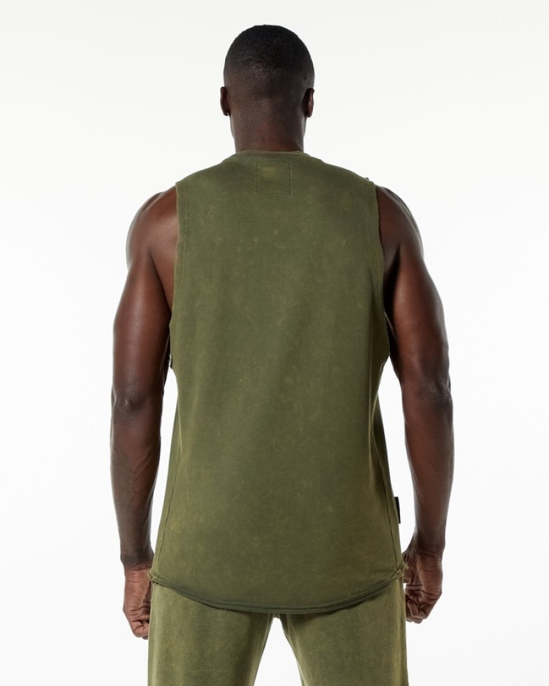 Alphalete Very Terry Cutoff Uomo Canotta Verdi | 34FPOXBEU