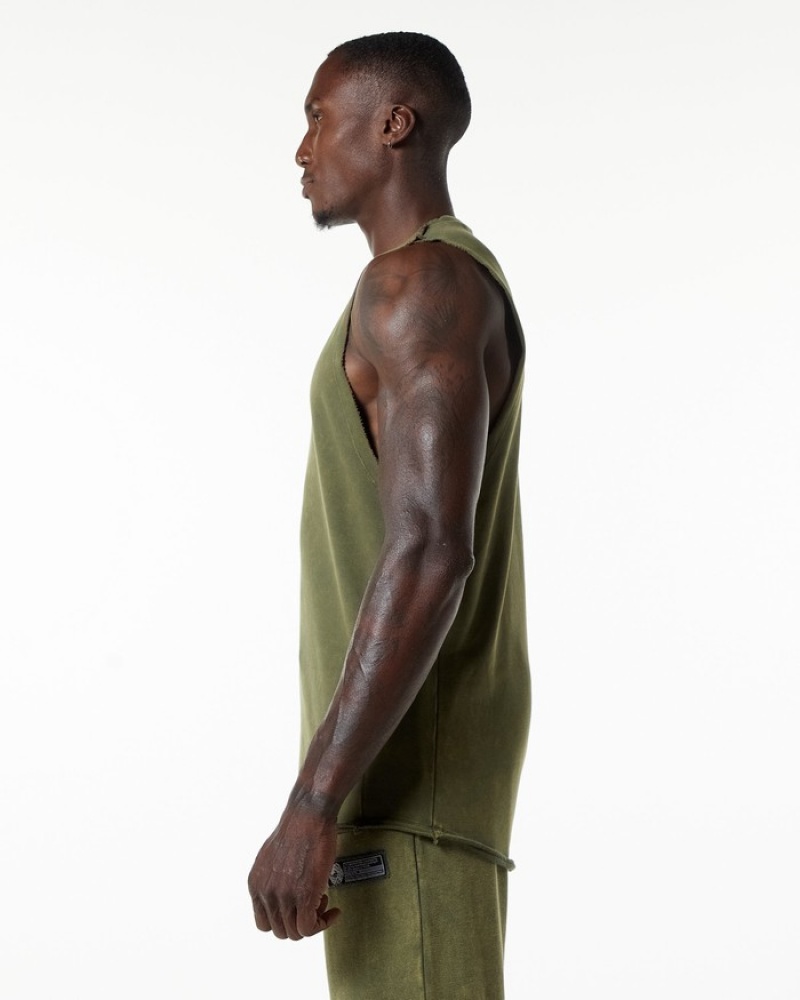 Alphalete Very Terry Cutoff Uomo Canotta Verdi | 34FPOXBEU