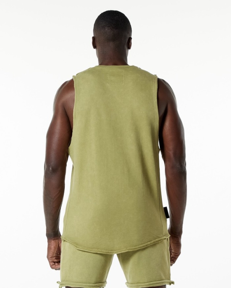 Alphalete Very Terry Cutoff Uomo Canotta Verdi | 52TXOSLMD