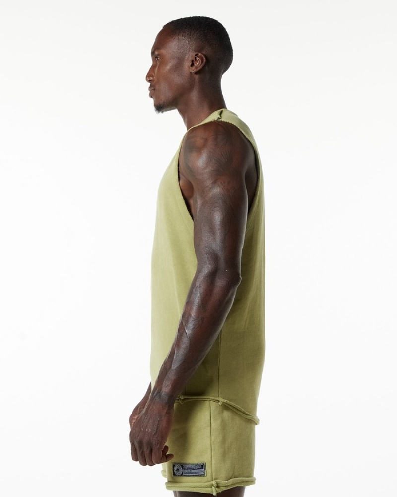 Alphalete Very Terry Cutoff Uomo Canotta Verdi | 52TXOSLMD