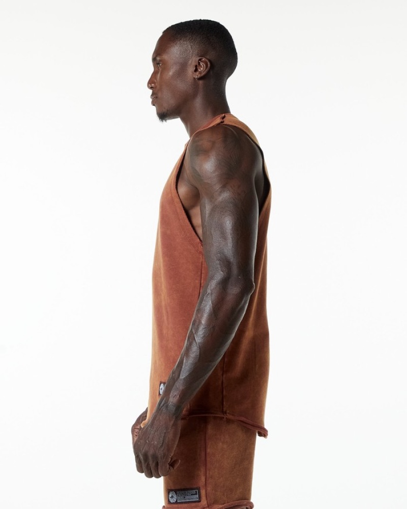 Alphalete Very Terry Cutoff Uomo Canotta Khaki | 42GTOEVXJ