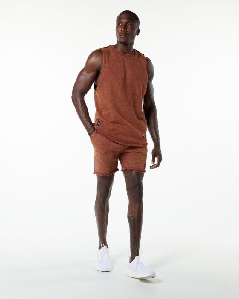 Alphalete Very Terry Cutoff Uomo Canotta Khaki | 42GTOEVXJ