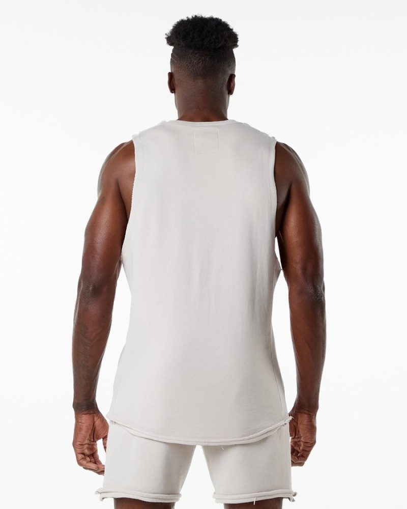 Alphalete Very Terry Cutoff Uomo Canotta Bianche | 10ZWHDXBO