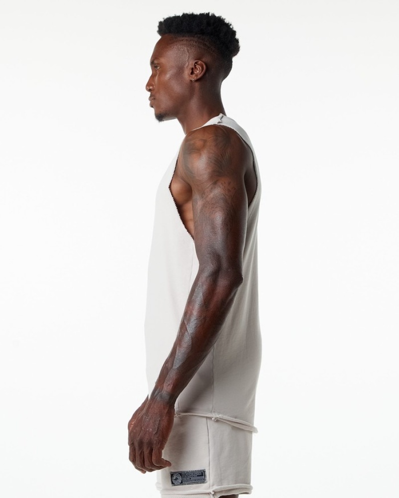 Alphalete Very Terry Cutoff Uomo Canotta Bianche | 10ZWHDXBO