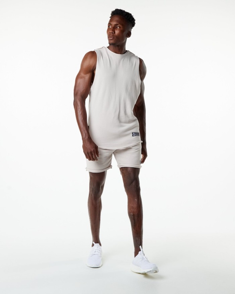 Alphalete Very Terry Cutoff Uomo Canotta Bianche | 10ZWHDXBO