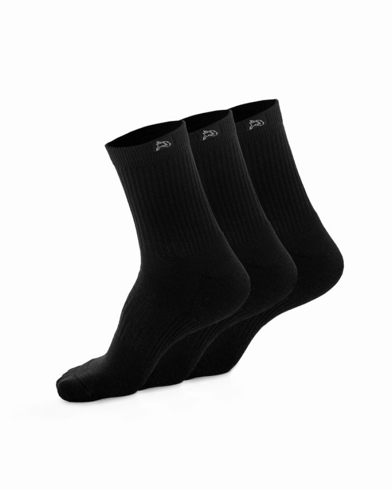 Alphalete Wolf Head Crew 3pk Donna Calzini Nere | 51PUFTWVZ