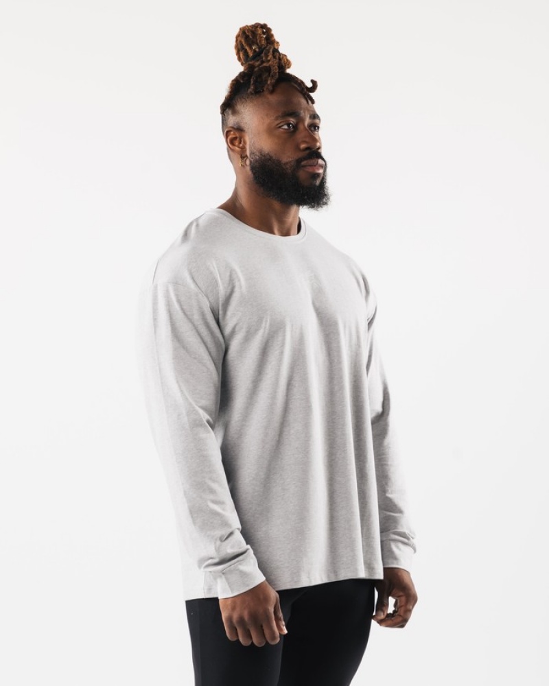 Alphalete Wolf Head LS Uomo Camicie Grigie | 85WYFKBEN