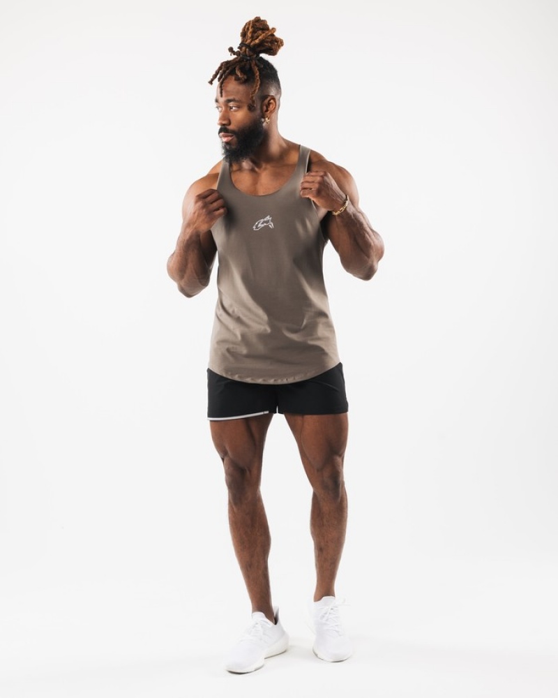 Alphalete Wolf Head Raw Cut Uomo Canotta Grigie Marroni | 40WTXOYCV