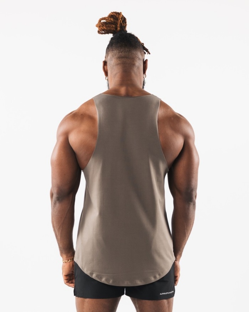 Alphalete Wolf Head Raw Cut Uomo Canotta Grigie Marroni | 40WTXOYCV