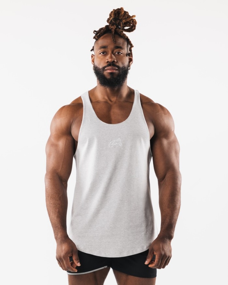 Alphalete Wolf Head Raw Cut Uomo Canotta Grigie | 64MWDBIRG
